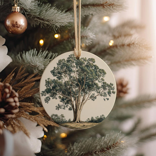 a tree ornament hanging from a christmas tree