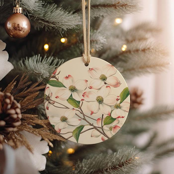 a christmas ornament hanging from a christmas tree