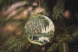 a christmas ornament hanging from a christmas tree