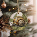 a ceramic ornament hanging from a christmas tree