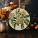 a white plate with a floral design on it