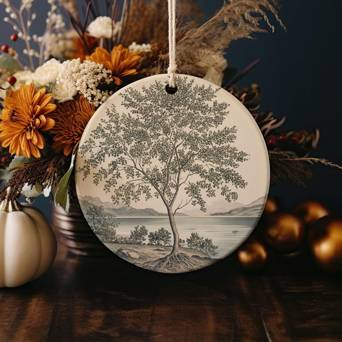 a picture of a tree hanging on a wall