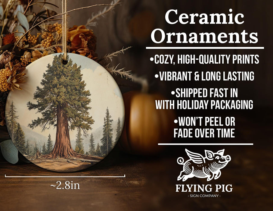 a ceramic ornament with a picture of a tree