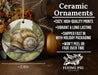 a ceramic ornament with a picture of a snail on it