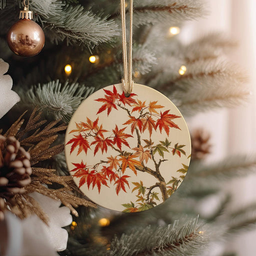 a christmas ornament hanging from a christmas tree