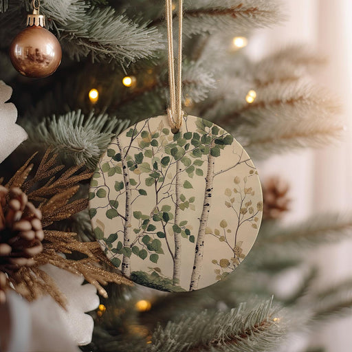 a wooden ornament hanging from a christmas tree