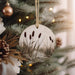 a christmas ornament hanging from a christmas tree