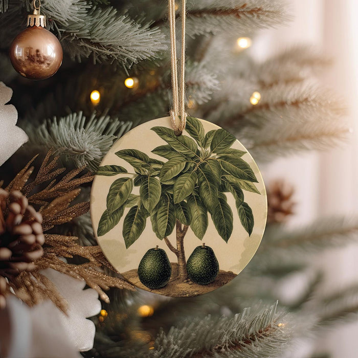 a christmas ornament hanging from a christmas tree