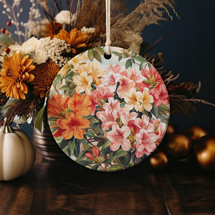 a vase filled with lots of flowers next to a white pumpkin