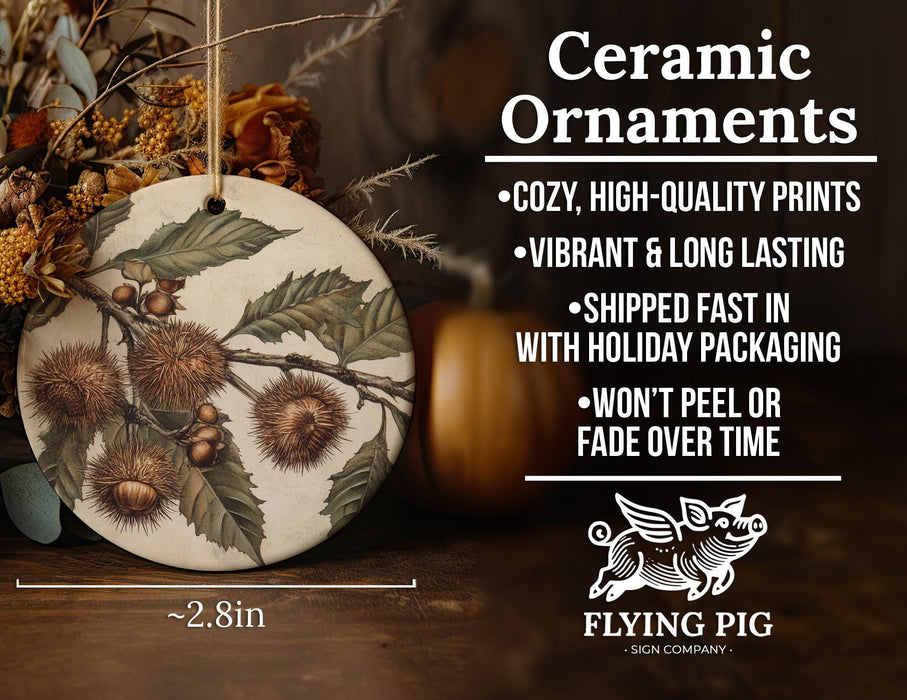 a ceramic ornament with acorns on it