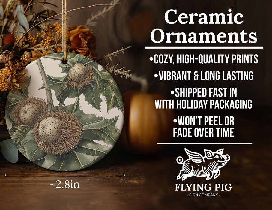 a ceramic ornament sitting on top of a wooden table