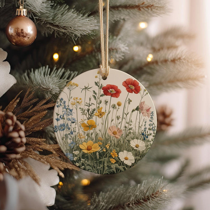 a christmas ornament hanging from a christmas tree