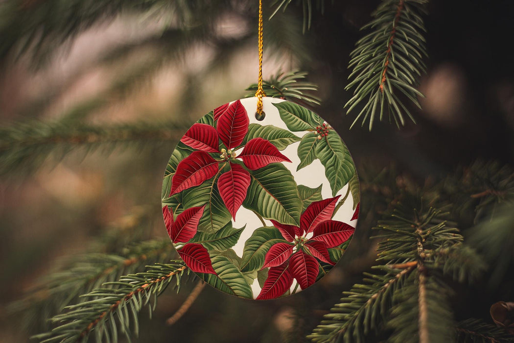 a christmas ornament hanging from a tree