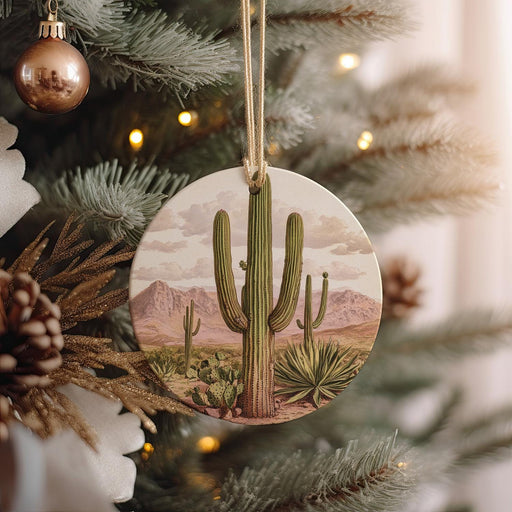 a christmas ornament hanging from a christmas tree