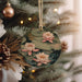 a christmas ornament hanging from a christmas tree