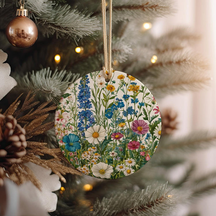 a christmas ornament hanging from a christmas tree