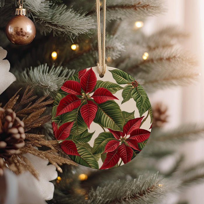 a christmas ornament hanging from a christmas tree