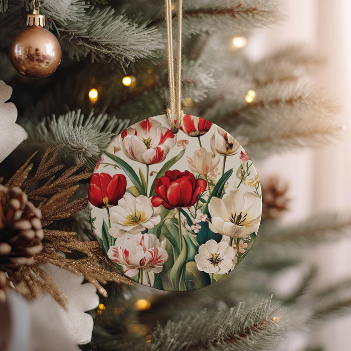 a christmas ornament hanging from a christmas tree