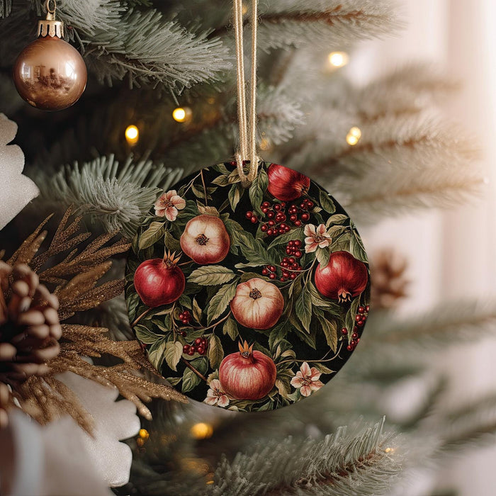 a christmas ornament hanging from a christmas tree