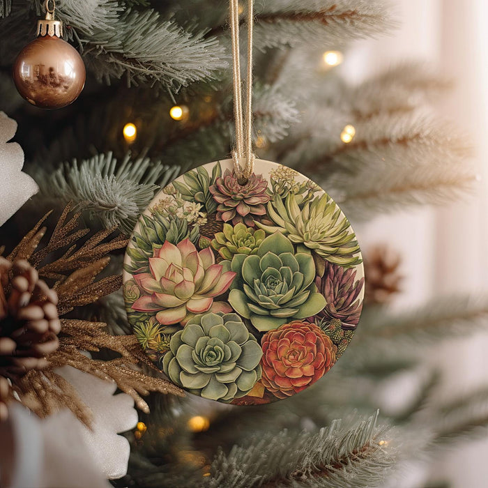 a christmas ornament hanging from a christmas tree