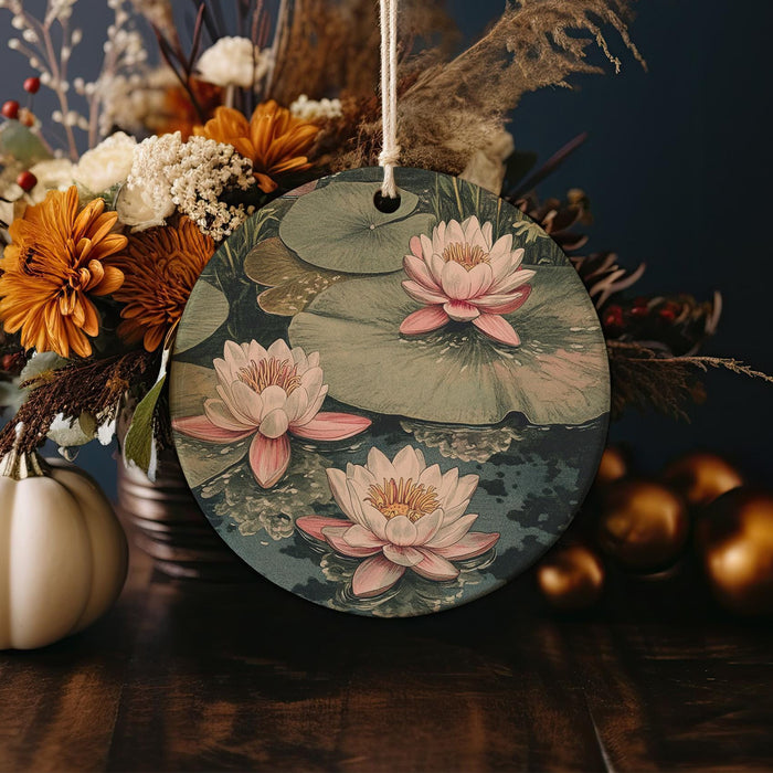 a wooden table topped with a vase filled with flowers