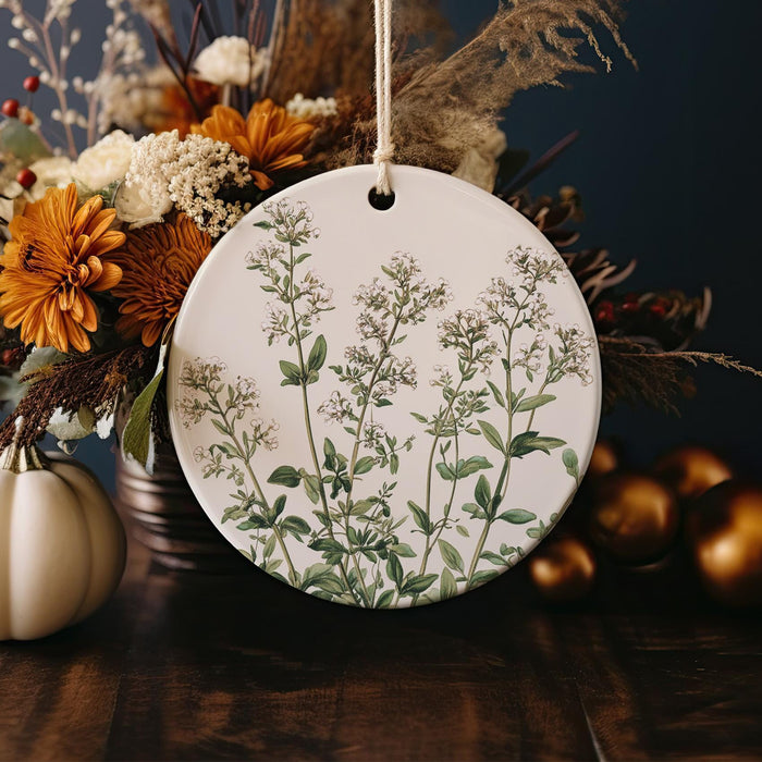 a white plate with a floral design on it
