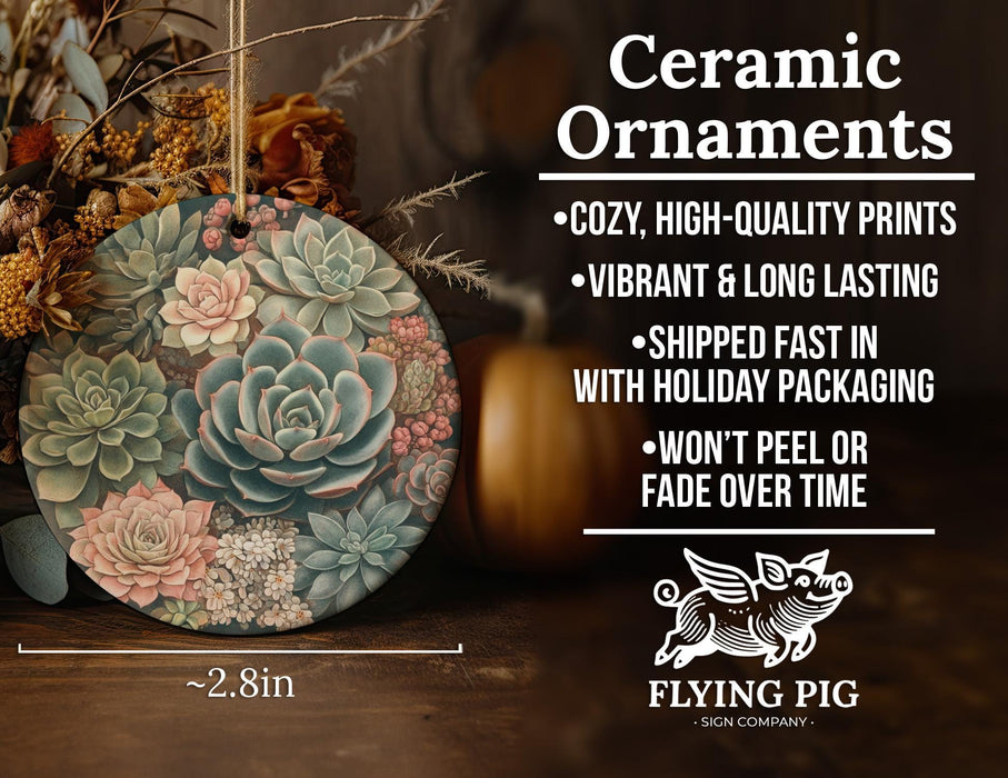 a ceramic ornament with succulents on it
