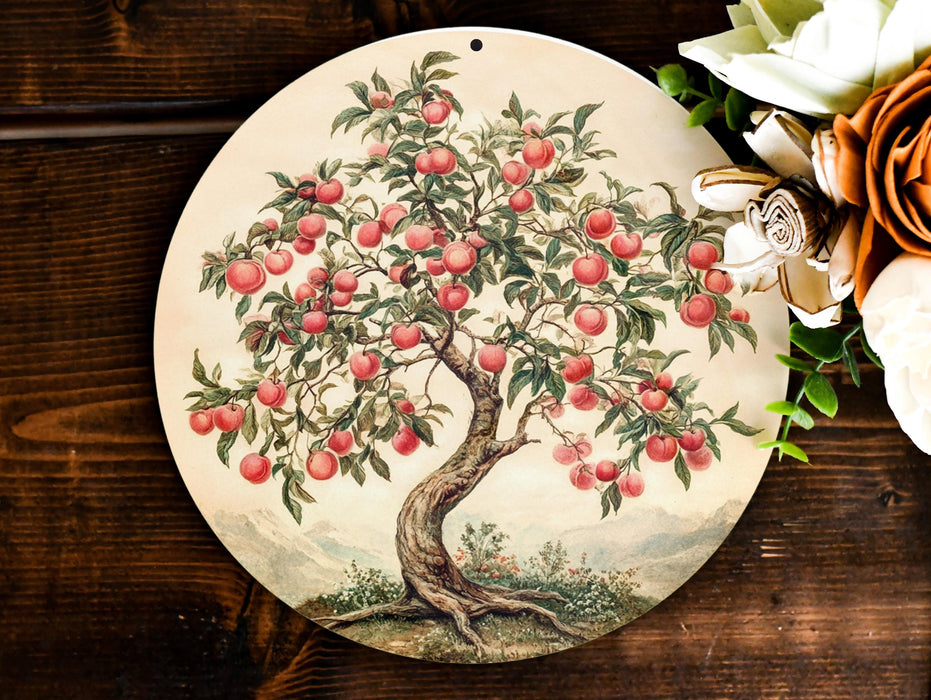 a picture of an apple tree on a plate