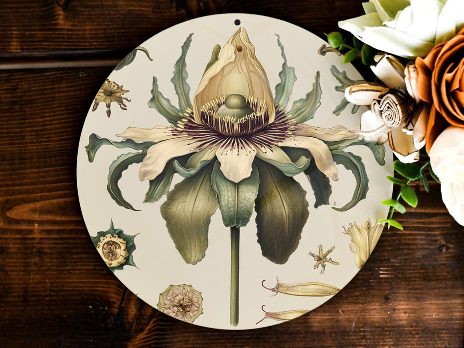 a plate with a painting of a flower on it
