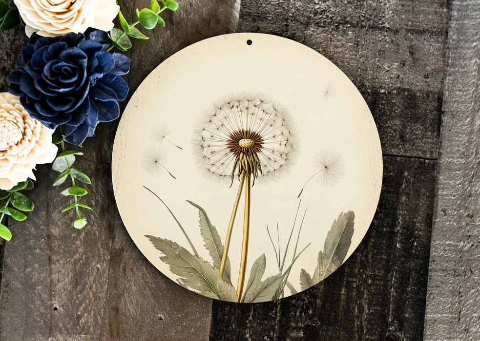 a clock with a dandelion painted on it