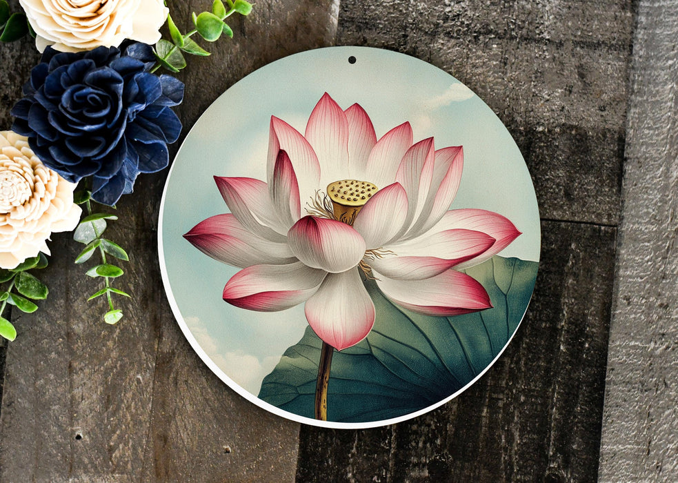 a plate with a picture of a flower on it