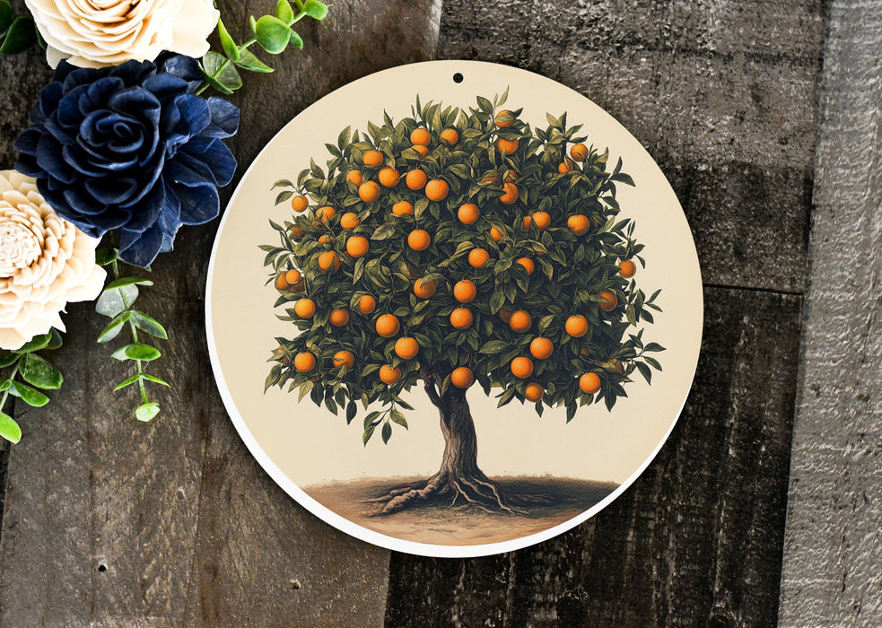 a picture of a tree with oranges on it