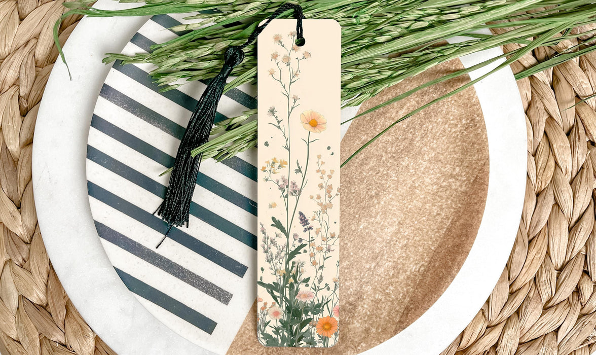 a close up of a plate of food with a bookmark
