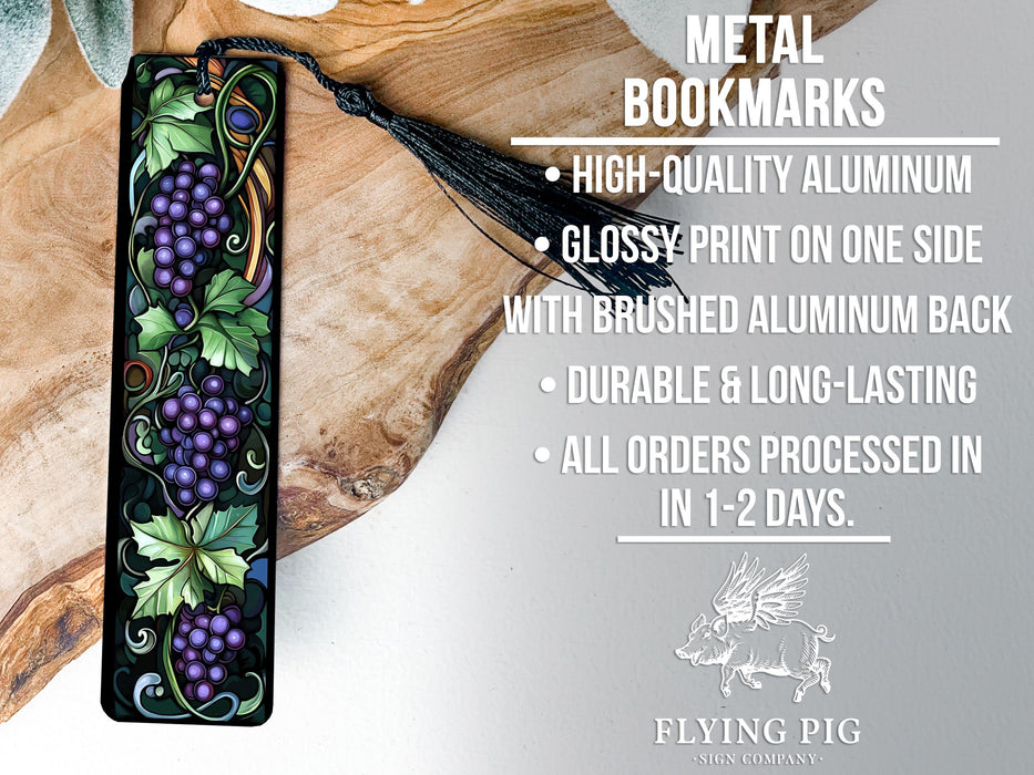 a bookmark with a bunch of grapes on it
