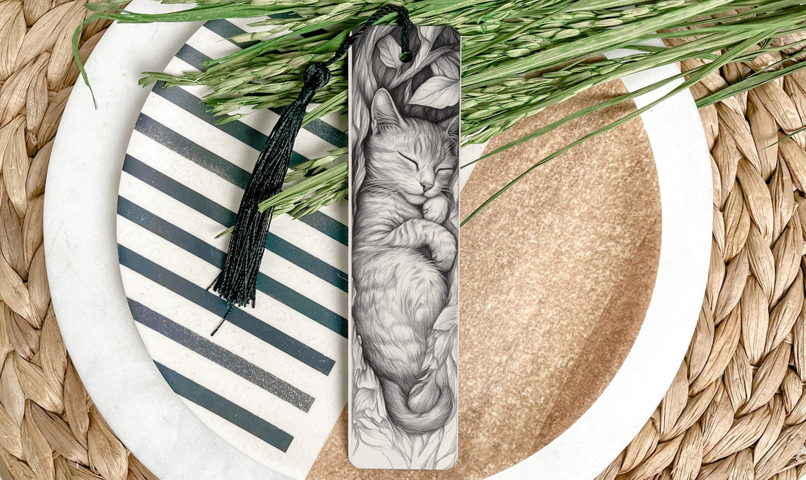 a bookmark with a picture of a cat on it