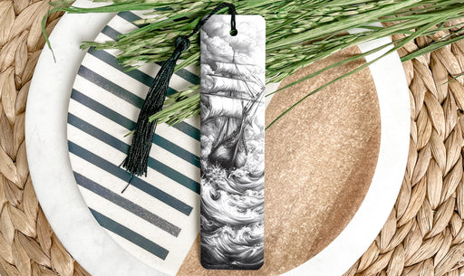 a bookmark with a picture of a ship on it