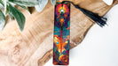 a pair of skis sitting on top of a wooden table