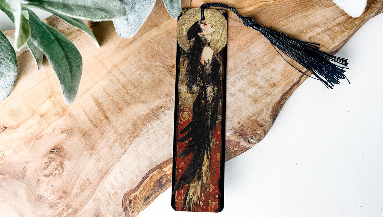 a bookmark with a picture of a woman on it