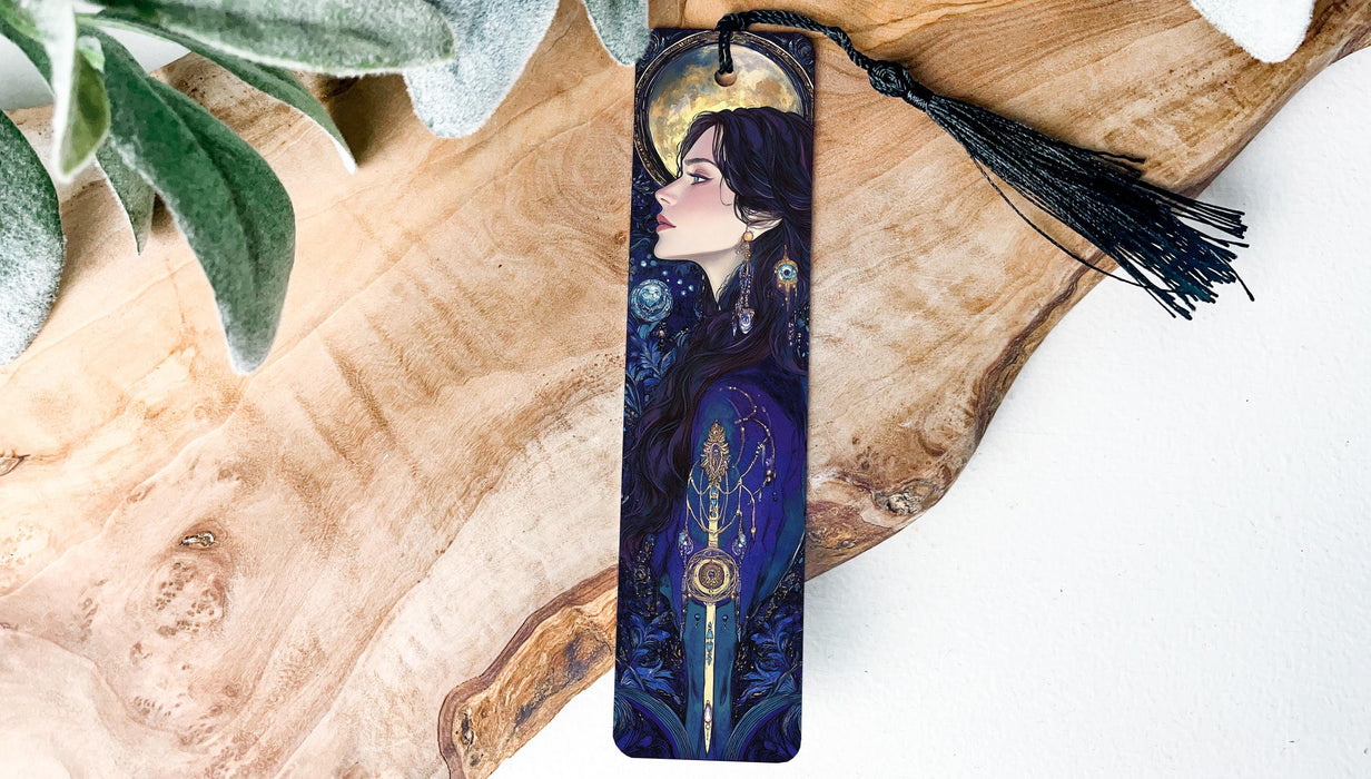 a bookmark with a picture of a woman on it
