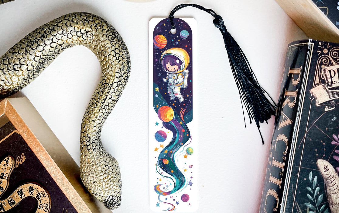 a bookmark with an image of an astronaut on it