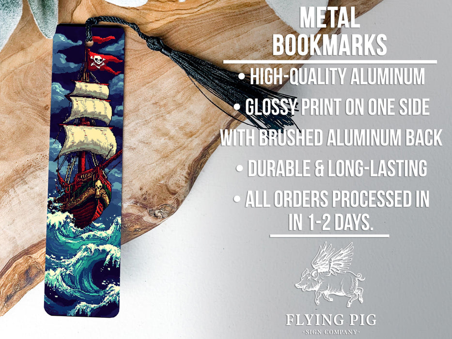 a bookmark with an image of a pirate ship on it