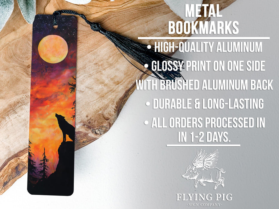 a bookmark with an image of a wolf on it