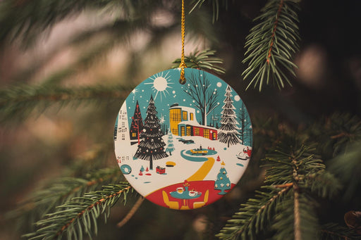 a christmas ornament hanging from a christmas tree