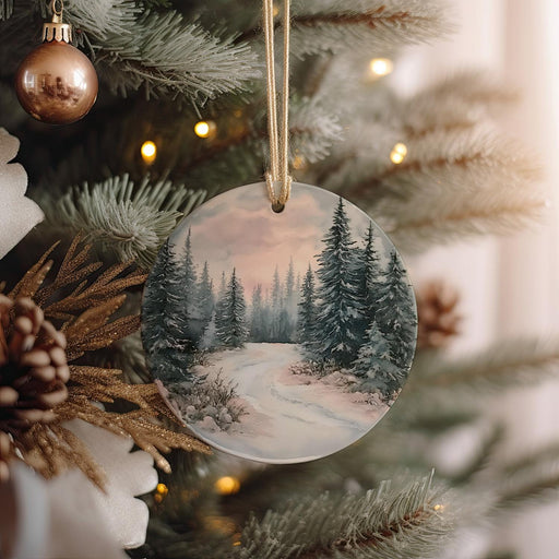 a christmas ornament hanging from a christmas tree