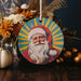 a christmas ornament with a picture of santa claus