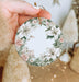 Winter Floral Garland Ceramic Ornament, Circular Design, Watercolor Art, Handmade Christmas Decor, Unique Gift