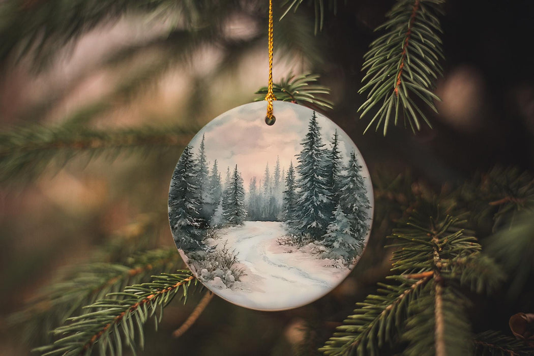 a christmas ornament hanging from a christmas tree