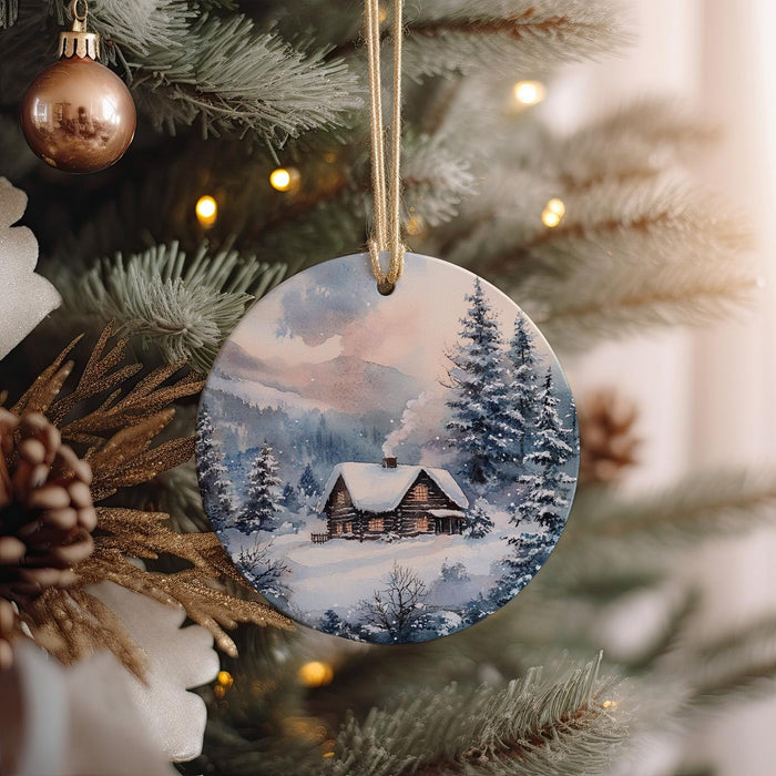 a christmas ornament hanging from a christmas tree