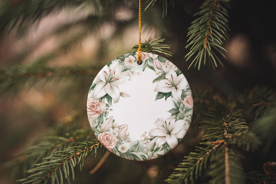 a christmas ornament hanging from a tree