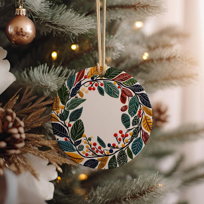 a christmas ornament hanging from a christmas tree